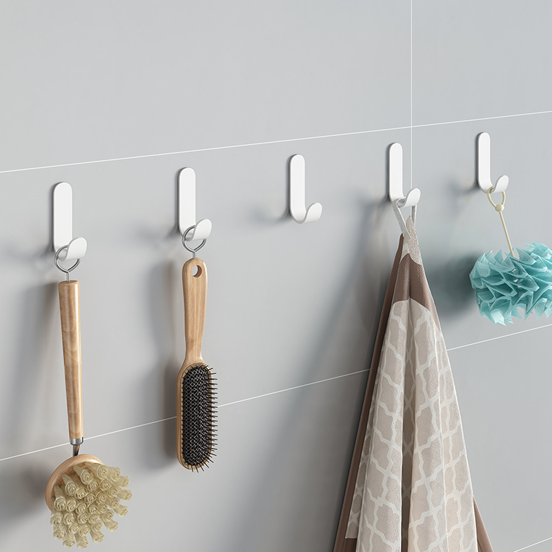 Punch-free hooks strong adhesive kitchen wall load-bearing wall hanging sticky hooks nail-free bathroom clothes single hook no trace nails