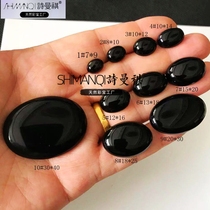 Shimanqi natural boutique black chalcedony black agate oval ring surface pure black custom inlaid ring pendant earrings