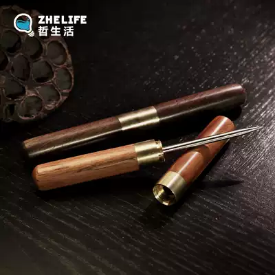 Pu'er tea Tea needle Ebony tea cone Stainless steel tea knife Rosewood tea pen raising pot pen Tea ceremony zero with tea brush