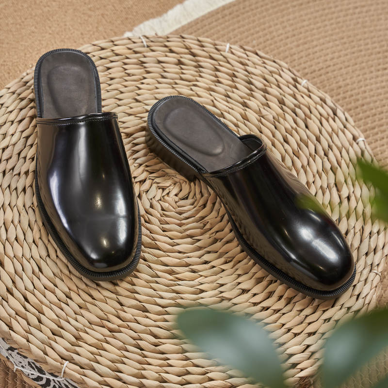 Yueshenshi's "Hotel Muller" Leather Version of Lazy Loafers with a Shiny Toe, Summer Genuine Leather Slip-On Birkenstock Shoes