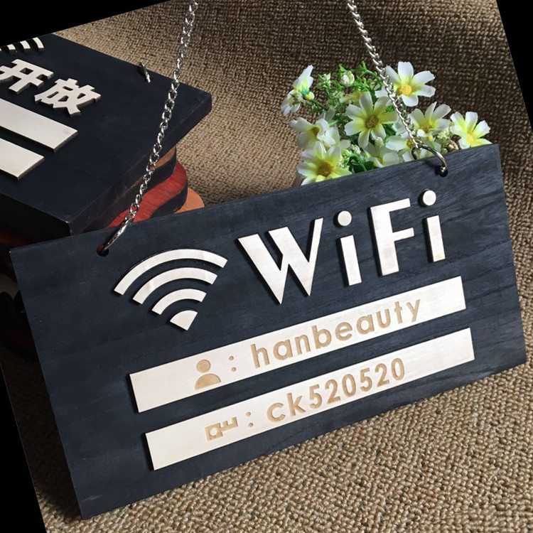 Solid Wood Dining Room Wireless Internet Prompt Card Guest House Free Logo sign WIFI signage list password customized to do