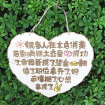  Korean creative wood tag carving heart-shaped decoration tag diy handmade house number Cute custom door wood tag