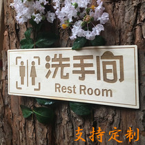  Toilet wooden sign Laser engraving wooden toilet Toilet sign literary style hand-painted creative logo