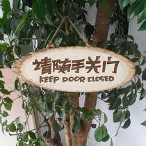  Please close the door sign engraving wooden listing Creative cafe Please close the door Characteristic pastoral wooden door number
