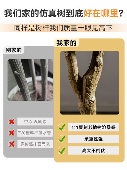 Large simulated green plant elm money tree banyan tree indoor living room high-end floor-standing potted fake tree decorations atmosphere ornaments