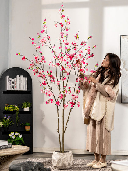 Simulated Plum Blossom Tree, Ultra-Realistic Decorative Artificial Flower Tree, Potted Plant Ornament, Indoor High-End Artificial Green Plant for Landscape Creation