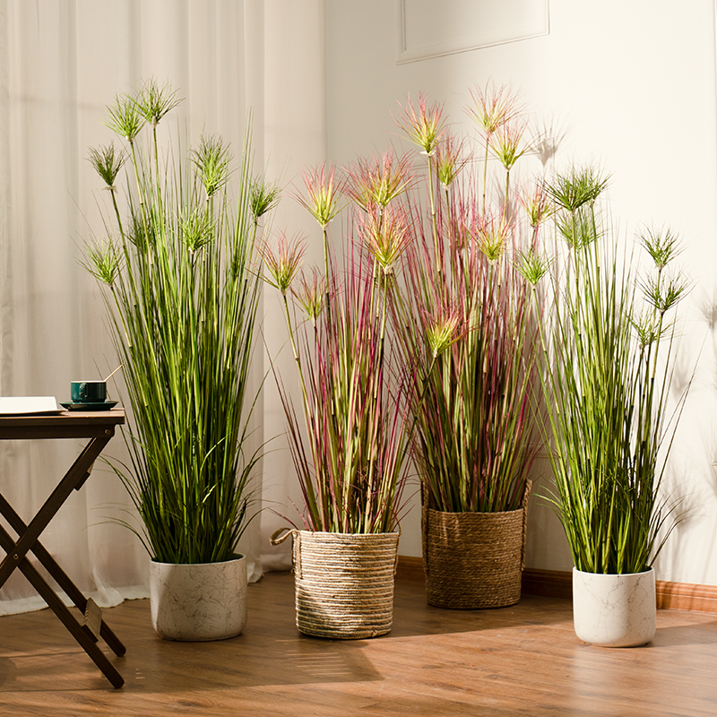 Nordic simulation green plant fake tree sunny grass bonsai potted plant living room indoor floor plastic decoration ornaments