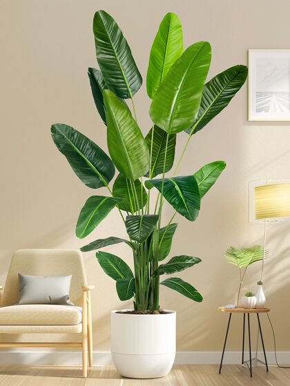 Large Artificial Plant Traveler's Banana Tree Bird of Paradise Indoor Potted Landscaping Bionic Green Plant Fake Tree Floor-Standing Decorative Ornament