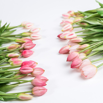 High-end hands PU Tulip simulation flower bouquet fake flower plastic flower living room dining room decoration