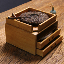 Tea cake box Puer tea sub-tea box Sub-tea tray Tea box Tea knife tea tray tool accessories Drawer type bamboo multi-layer