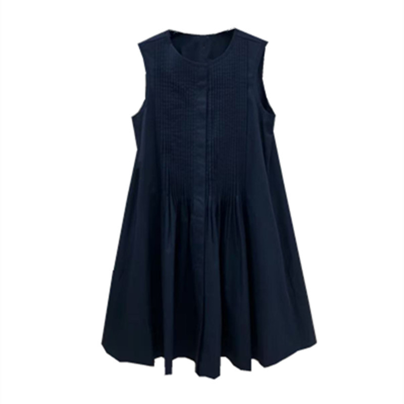 Udh Hud Minimalist Style 2025 Summer Women's Clothing Japanese Fresh Sleeveless Tank Dress Piano Pleated Dress