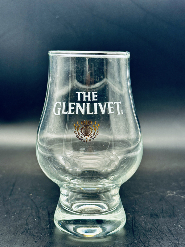 The Glenlivet Whiskey Glass with a Golden Scottish National Flower, Thistle Logo