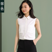 The color chiffon shirt womens summer coat New lapel sleeveless shirt Korean fashion temperament loose shirt