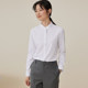 Su color stand collar shirt women's spring and autumn round neck commuting formal wear collarless professional slim work clothes work clothes white shirt