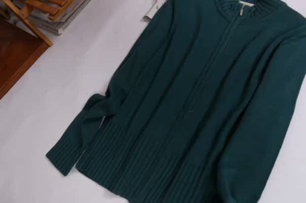 Mùa thu và mùa đông dày của phụ nữ áo len dài tay lụa tơ tằm và cashmere pha trộn áo len đơn giản dây kéo áo khoác áo khoác len nữ ngắn
