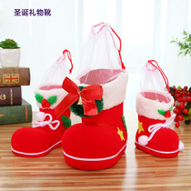 Christmas boots Safe fruit box Candy Box Christmas Flocking Big Red Christmas Tree Pendant Mini Gift Wrapping