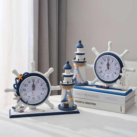 Mediterranean clock creative clock table display desktop decoration living room bedroom mute home desktop clock