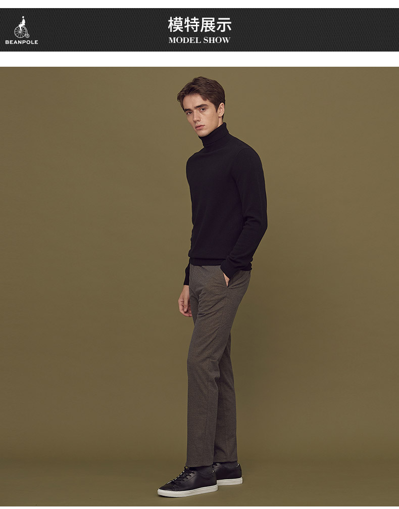 BEANPOLE Binbo Mùa đông mới cho nam áo len cashmere cổ cao màu rắn BC8X51A14 - Áo len Cashmere áo có cổ