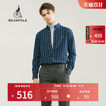 Beanpole Autumn New Men's Business Casual Plaid Embroidered Wool Long Sleeve Shirt