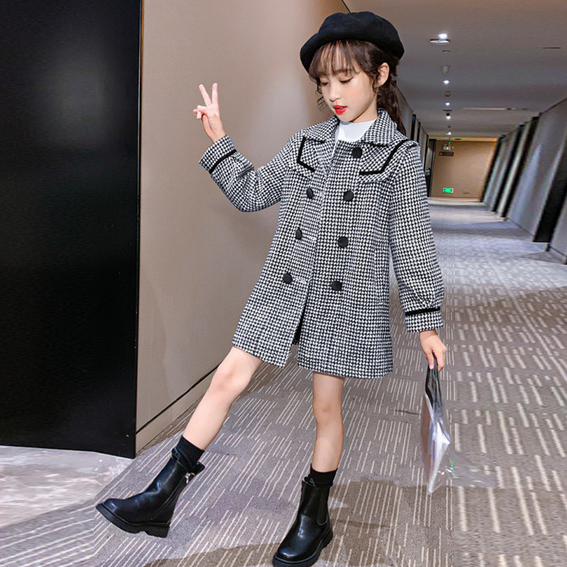 Girls winter coat woolen coat Western style 2022 new middle-aged children 12 girls Korean version mid-length top