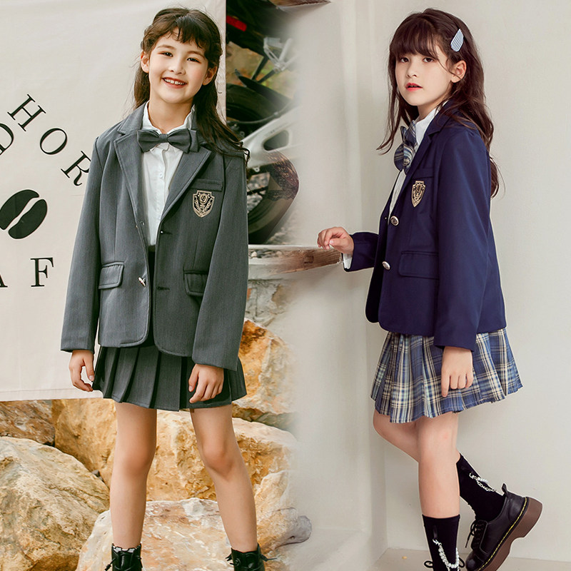 Girls spring skirt suit 2022 new college style small suit British style children's JK skirt two-piece spring and autumn