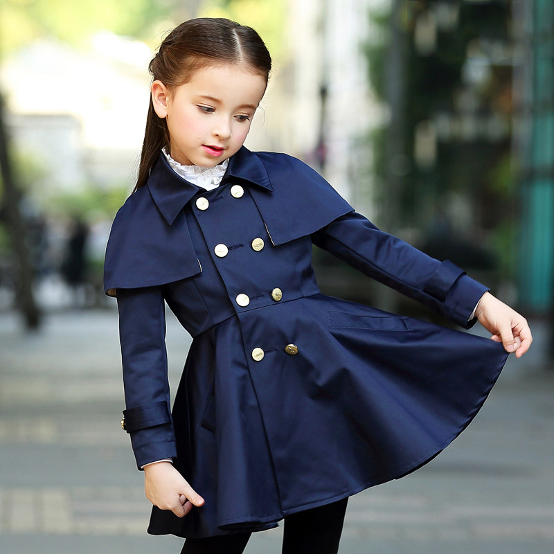 Girl's wind clothes spring autumn clothing 2022 new Korean version of trendy foreign pie Children's Princess Princess Coats Tide medium long version