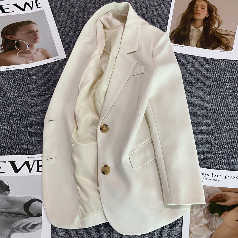 2026 Spring and Autumn New Off-White Blazer for Women, Casual Korean Style, Internet Celebrity Fashion, Slimming Suit Jacket