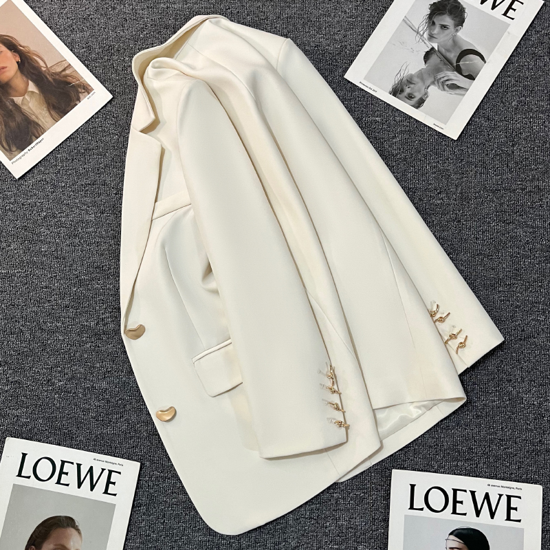 Off-White Blazer for Women 2026 Spring and Autumn New Style High-End Street Style Petite Elegant Casual Korean-Style Suit Off-White Blazer for Women 2026 Spring and Autumn New Style High-End Street Style Petite Elegant Casual Korean-Style Suit