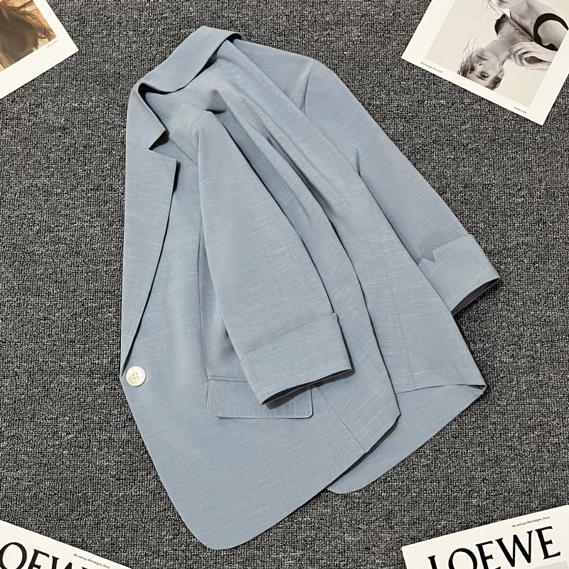 Blue Thin Blazer for Women, 2026 Summer New Style, High-End, Petite, Elegant, Single-Button, Trendy Suit
