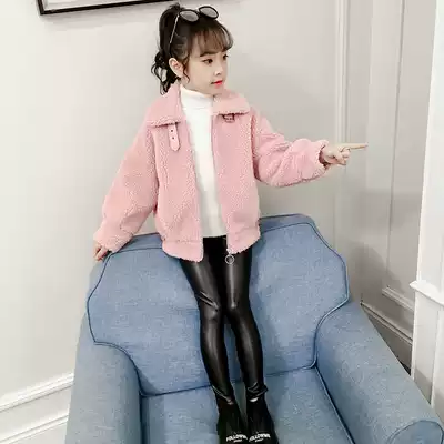 Girls autumn and winter clothing short coat 2021 New Korean version of foreign school children lamb wool plus velvet padded padded coat