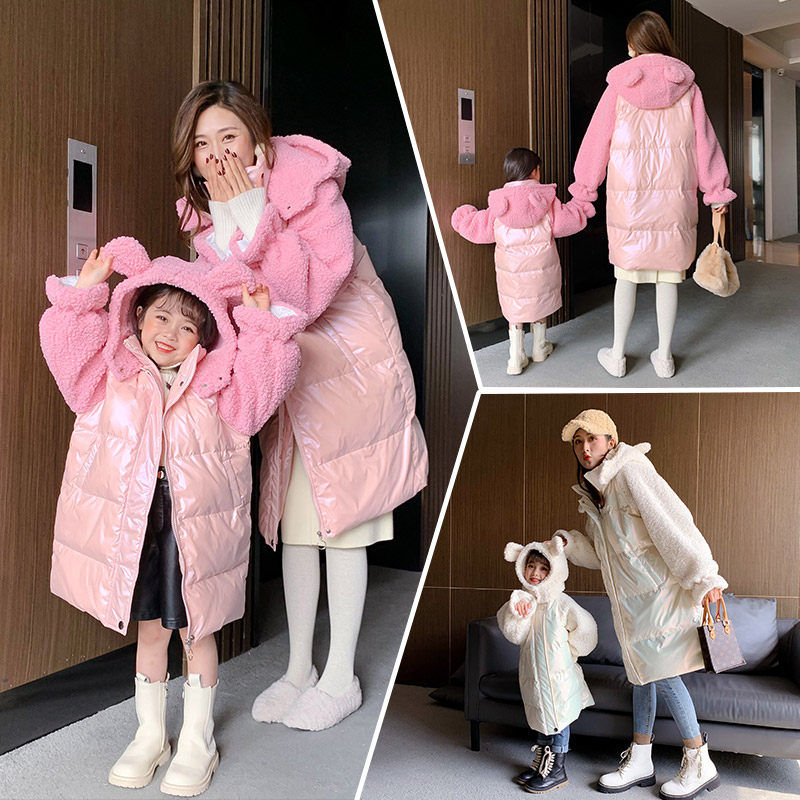 High-end parent-child winter down jacket 2020 new Korean version of the Foreign school in the long version of the mother and daughter thickened warm jacket