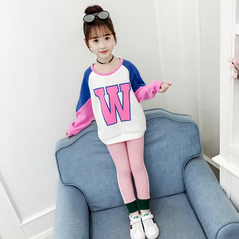 Girl's spring and autumn clothes 2021 new Korean version of the Korean version of the Chinese New Year's children's pure cotton round neckline with a T-shirt with a bottom shirt