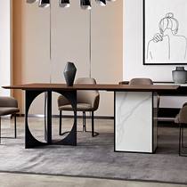 Italian minimalist rock board table eating table rectangular designer furniture dining table modern simple iron art