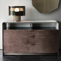 Italian minimalist cabinet Cabinet locker bedroom living room storage furniture leather art entrance door cabinet designer furniture