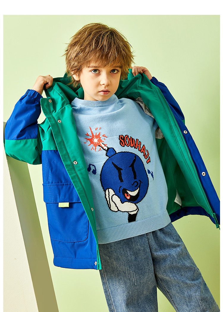 水孩儿 中长款加绒连帽儿童风衣外套 凑单折后￥134包邮  男、女童105~170码3色可选