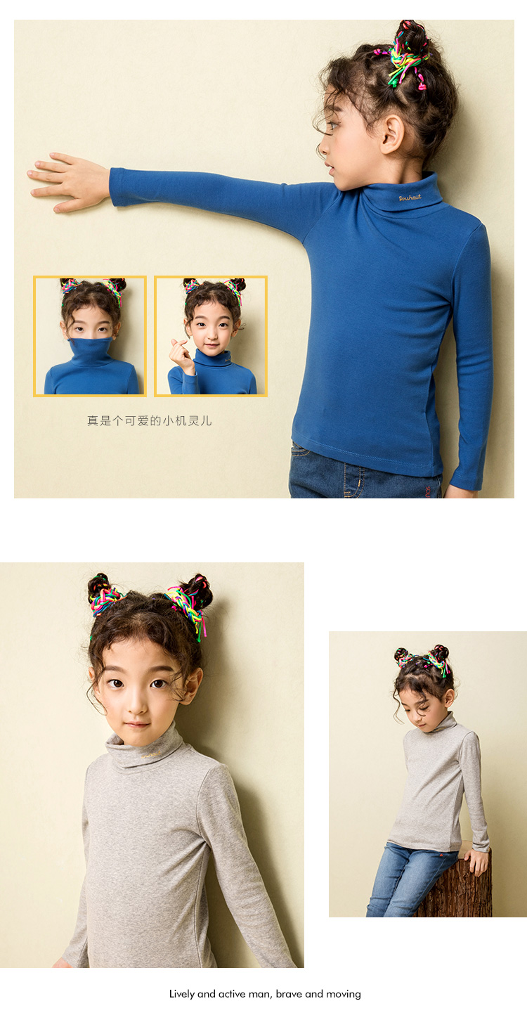 Áo thun cho bé bằng vải cotton cao cổ cho bé Áo thun tay dài cho bé mùa thu 2018 quần áo trẻ em giá rẻ