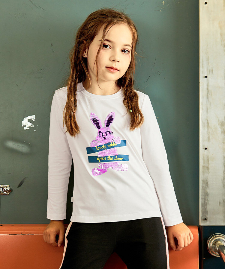 水孩儿 中大女童 亮片装饰 长袖T恤 天猫优惠券折后￥59包邮（￥99-40）105~170码4色可选