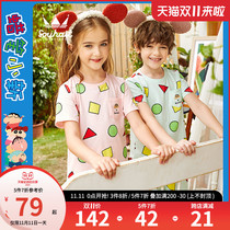 Children Boys Home Clothes Set Girls Pajamas 2021 Summer Crayon Shirt T-Shirt Shorts 2 Piece Set