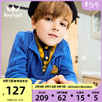 Water boy childrens clothing boys line clothes 2021 autumn new fashion comfortable soft fake two-piece warm cover head clothes cool