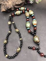 Tibet Natural Real Goods Nine Eyes Three Eyes Old Sky Pearl Old Manau Jade Medullary Beads Necklace Bracelet Zhu Sandal Genuine Goods Pendant