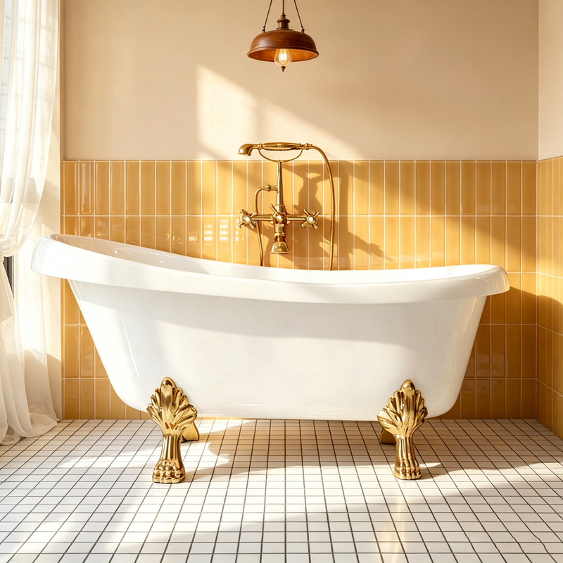 French-Style Retro Acrylic Imperial Bathtub for Home Use, Freestanding European-Style Hotel, Guesthouse, Beauty Salon, Adult Soaking Tub