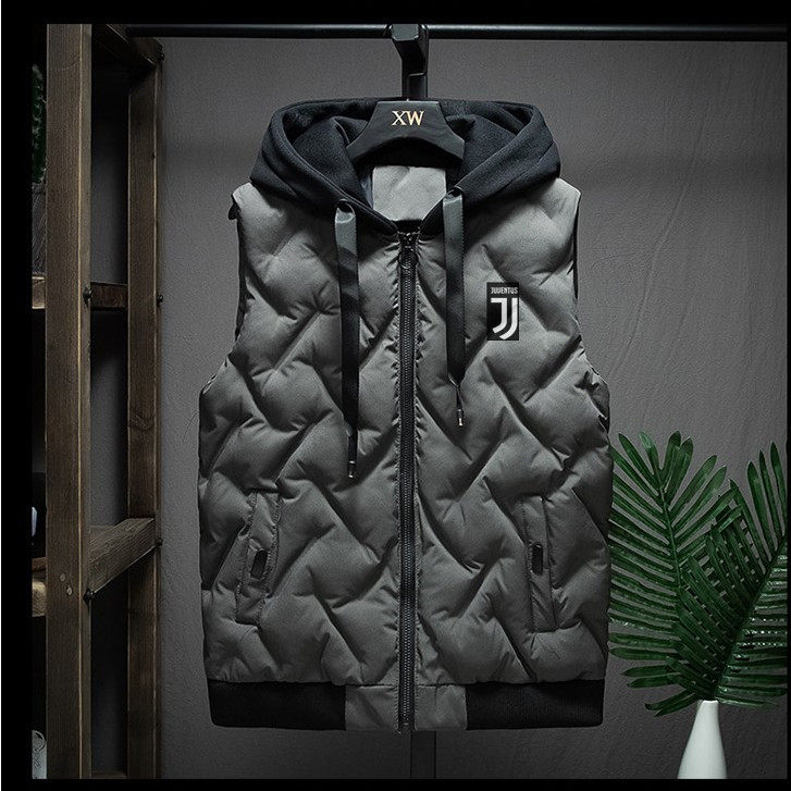 Juventus thickened autumn and winter hooded vest jacket Juventus fans supplies souvenirs