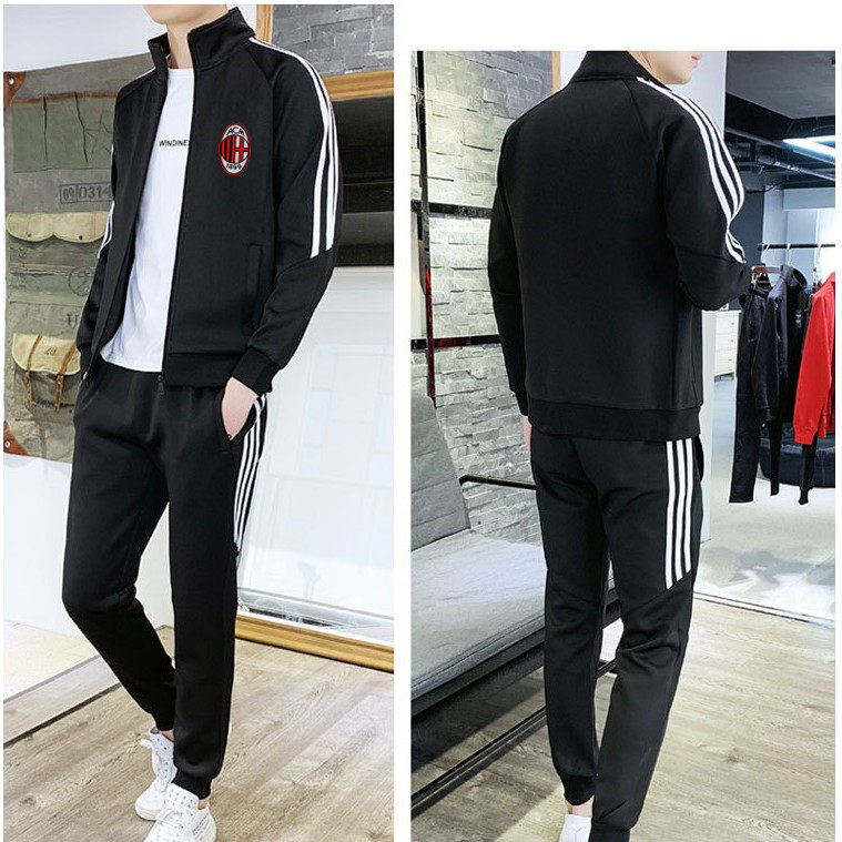 AC Milan fan men and women spring and autumn sports casual suit AC Milan jacket sweatshirt tracksuit pants suit-Taobao