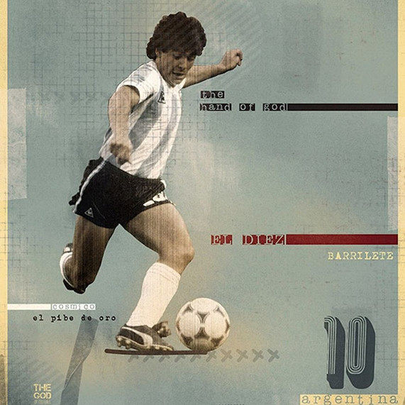 2022 World Cup Fan Supplies Souvenirs Argentina Team Maradona Retro Poster (with Photo Frame)