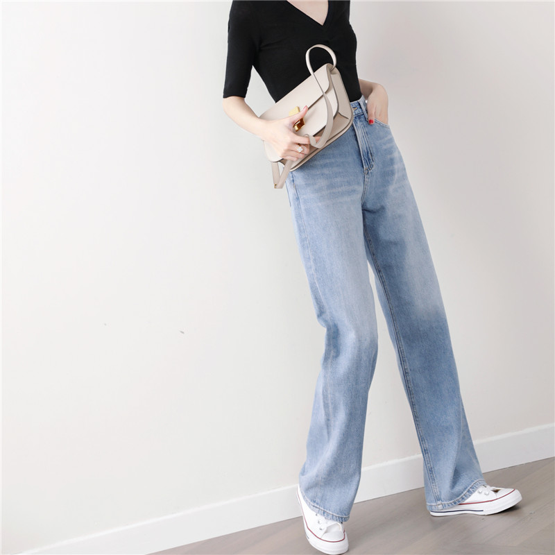 JOLIMENT Skinny Torre Pants Women 2021 New Washed Denim Cotton High Waist Light Loose Straight Jeans