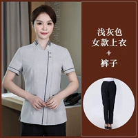 [Короткие рукава] Женский серый топ+брюки