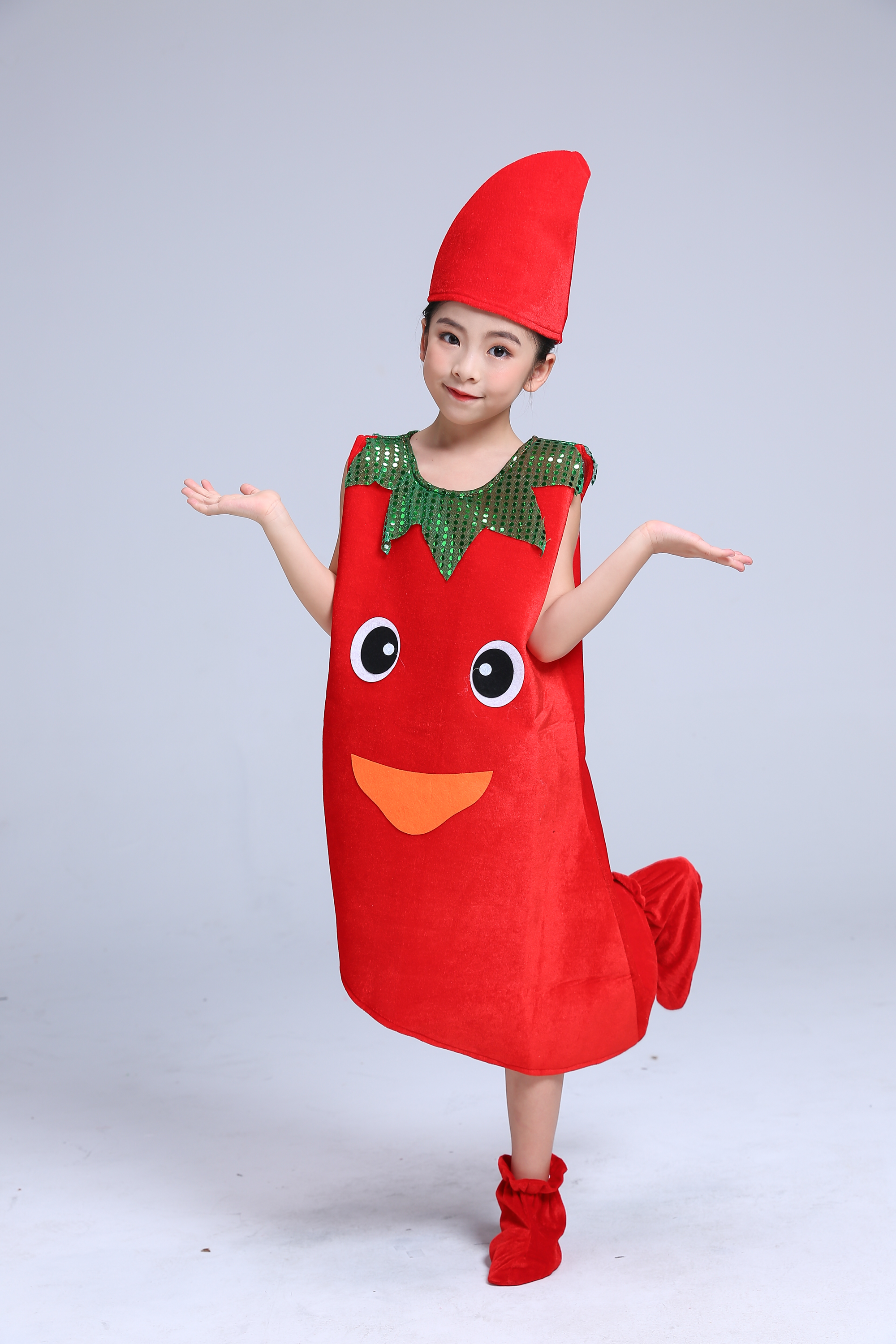 Quần áo bảo vệ môi trường quần áo thời trang mô hình rau quả mẫu giáo mẫu giáo tiêu đỏ thời trang trình diễn quần áo shop quan ao baby