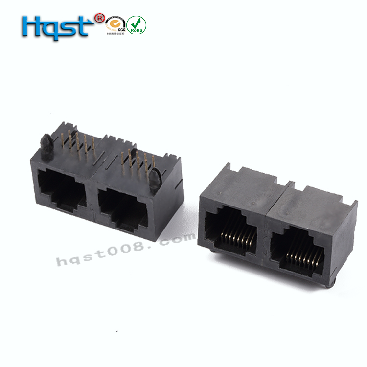 RJ45 connector short section All plastic without lamp without Internet filter 1*2 Double-mouth crystal head socket module