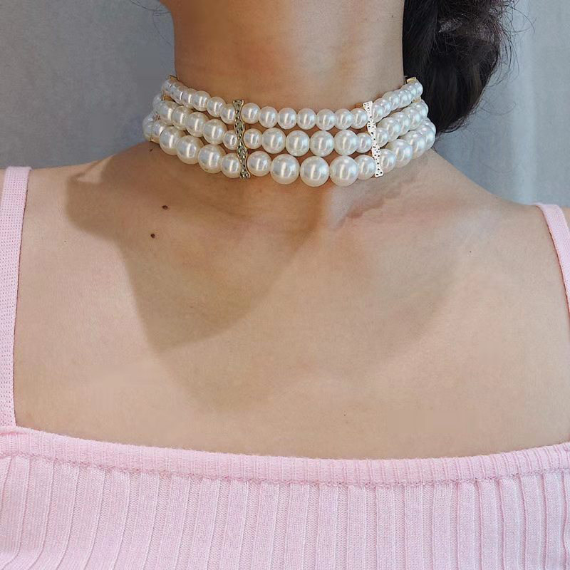 Pearl multilayer necklace female baroque Andromeda Choker hyperbole size bead Gradual Layer Lock Bone Chain