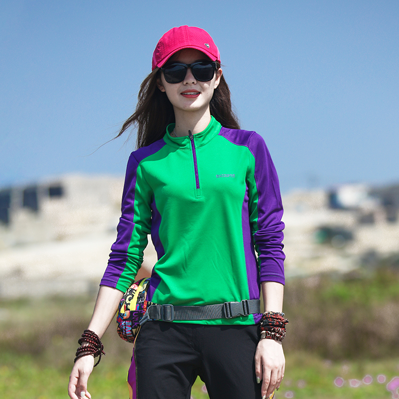 Outdoor speed dry dress woman sleeve T-shirt color pigmentation and skinny sun sun suction and breathable movement hiking